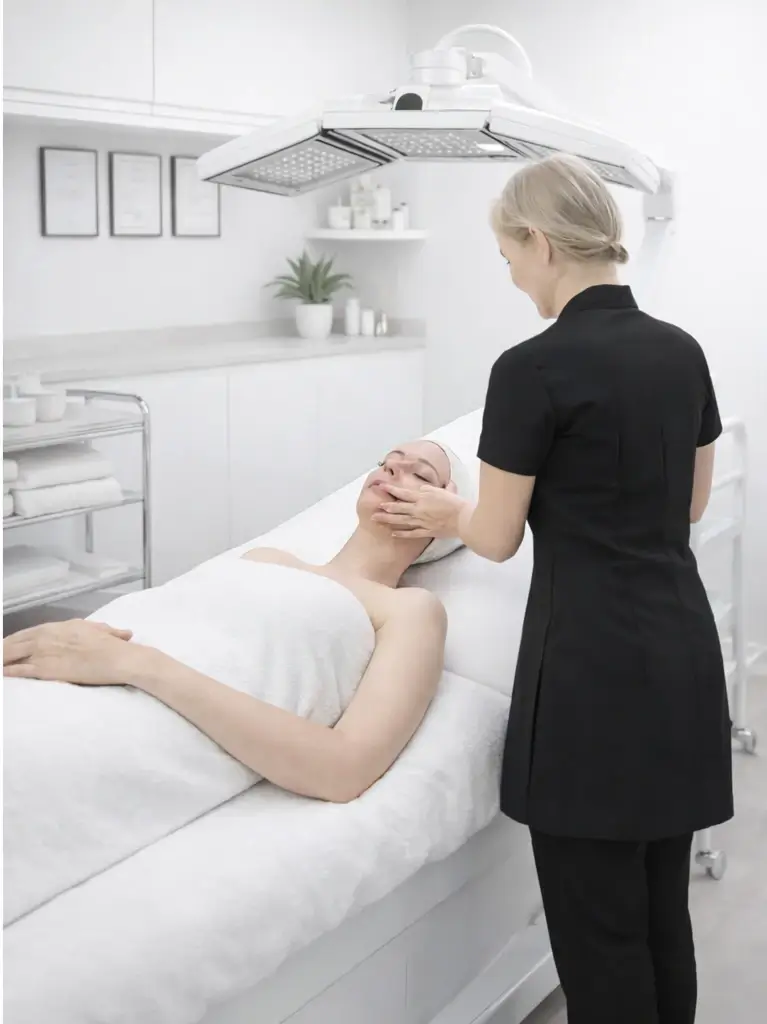 Charlotte Wilkes giving a client a facial